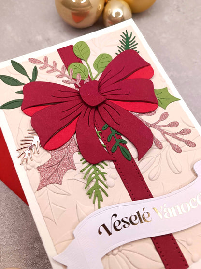 Vánoční přání s mašlí