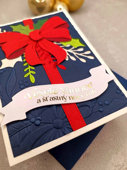 Vánoční přání s mašlí