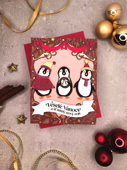 Vánoční přání s tučňáky