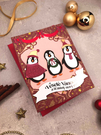 Vánoční přání s tučňáky