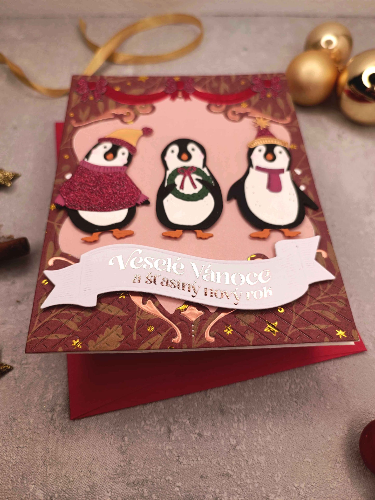 Vánoční přání s tučňáky