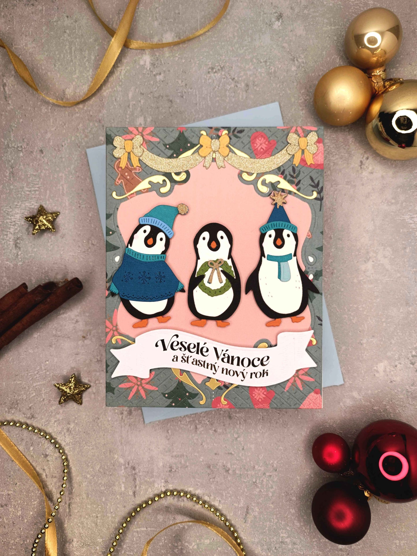 Vánoční přání s tučňáky