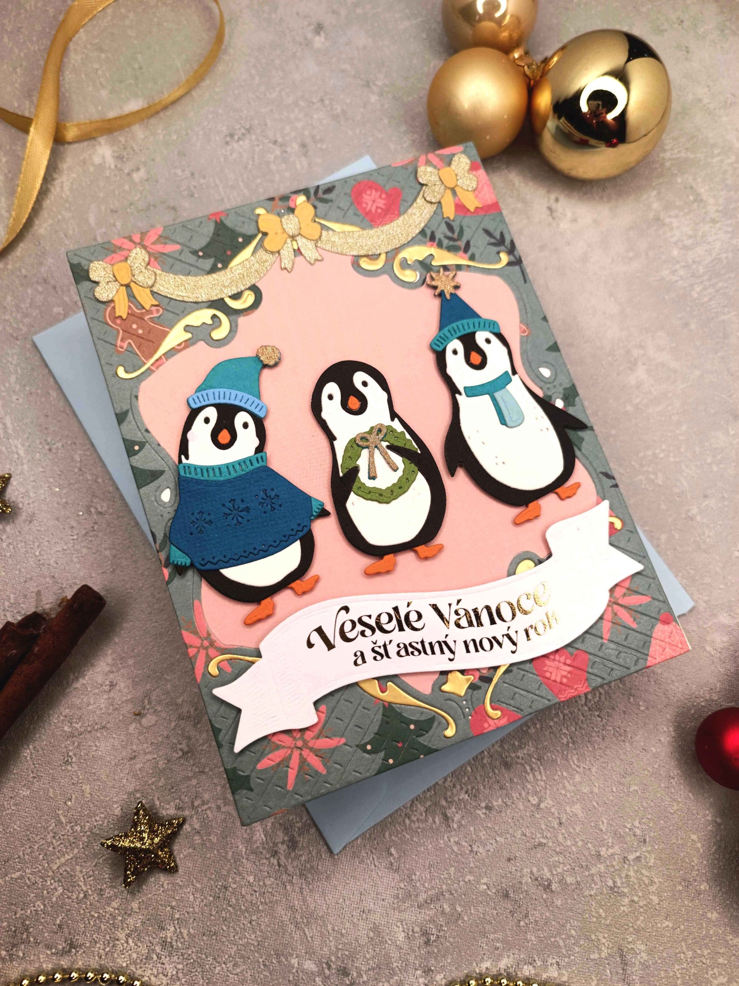 Vánoční přání s tučňáky