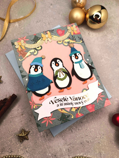 Vánoční přání s tučňáky