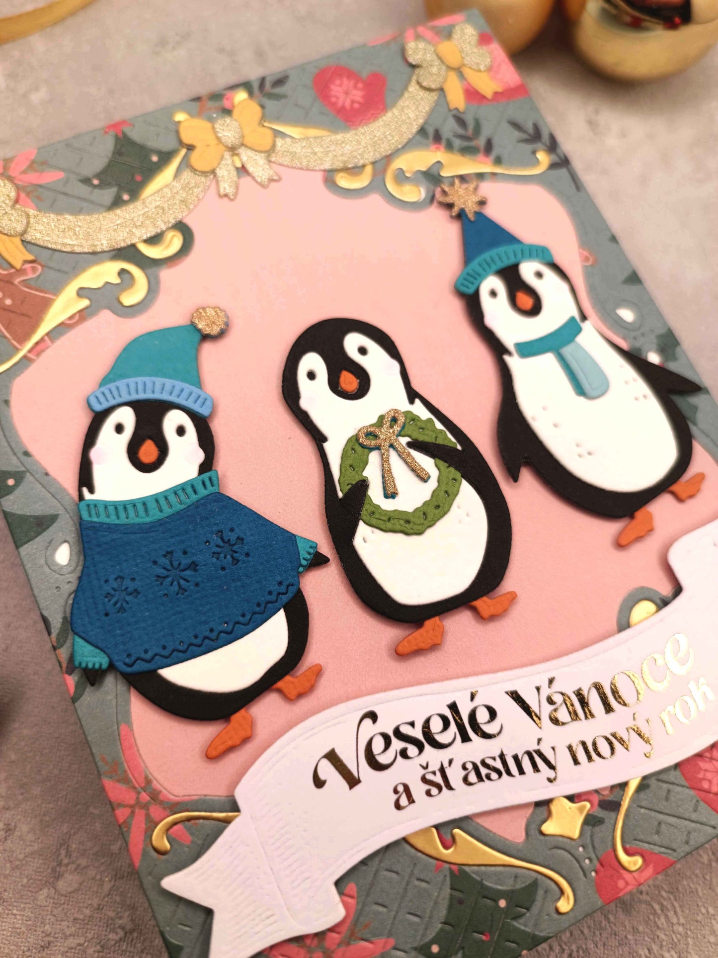 Vánoční přání s tučňáky