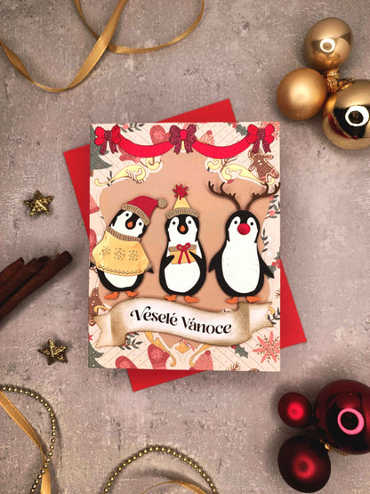 Vánoční přání s tučňáky