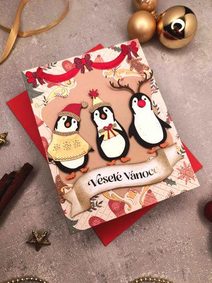 Vánoční přání s tučňáky