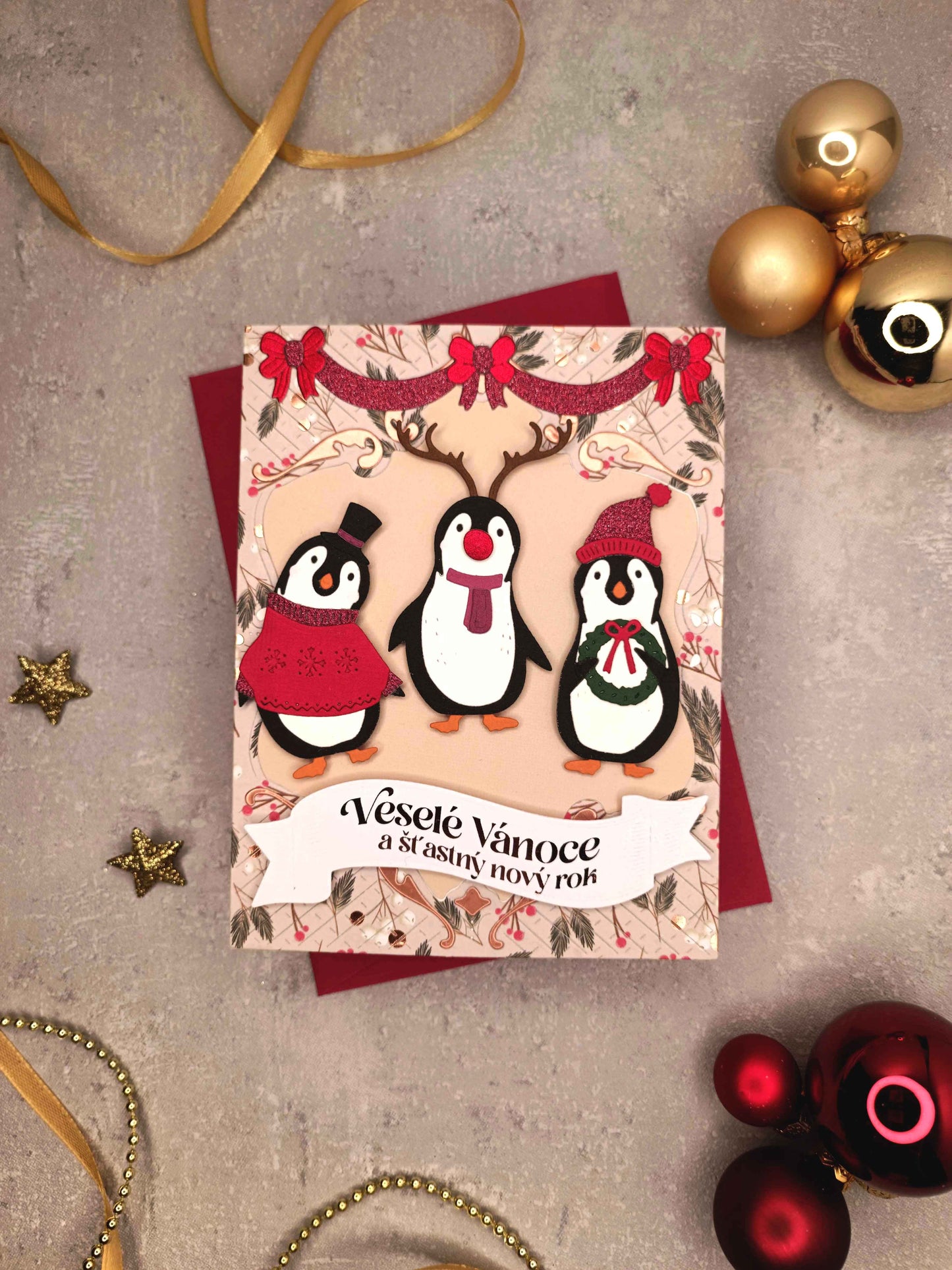 Vánoční přání s tučňáky