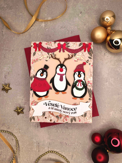 Vánoční přání s tučňáky