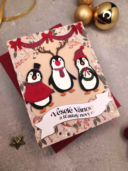 Vánoční přání s tučňáky