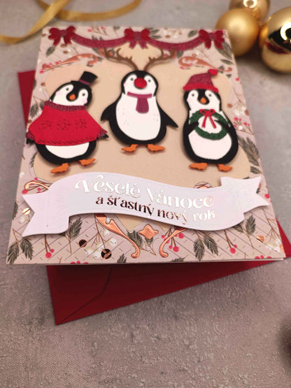 Vánoční přání s tučňáky