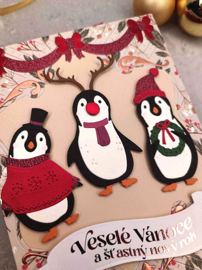 Vánoční přání s tučňáky