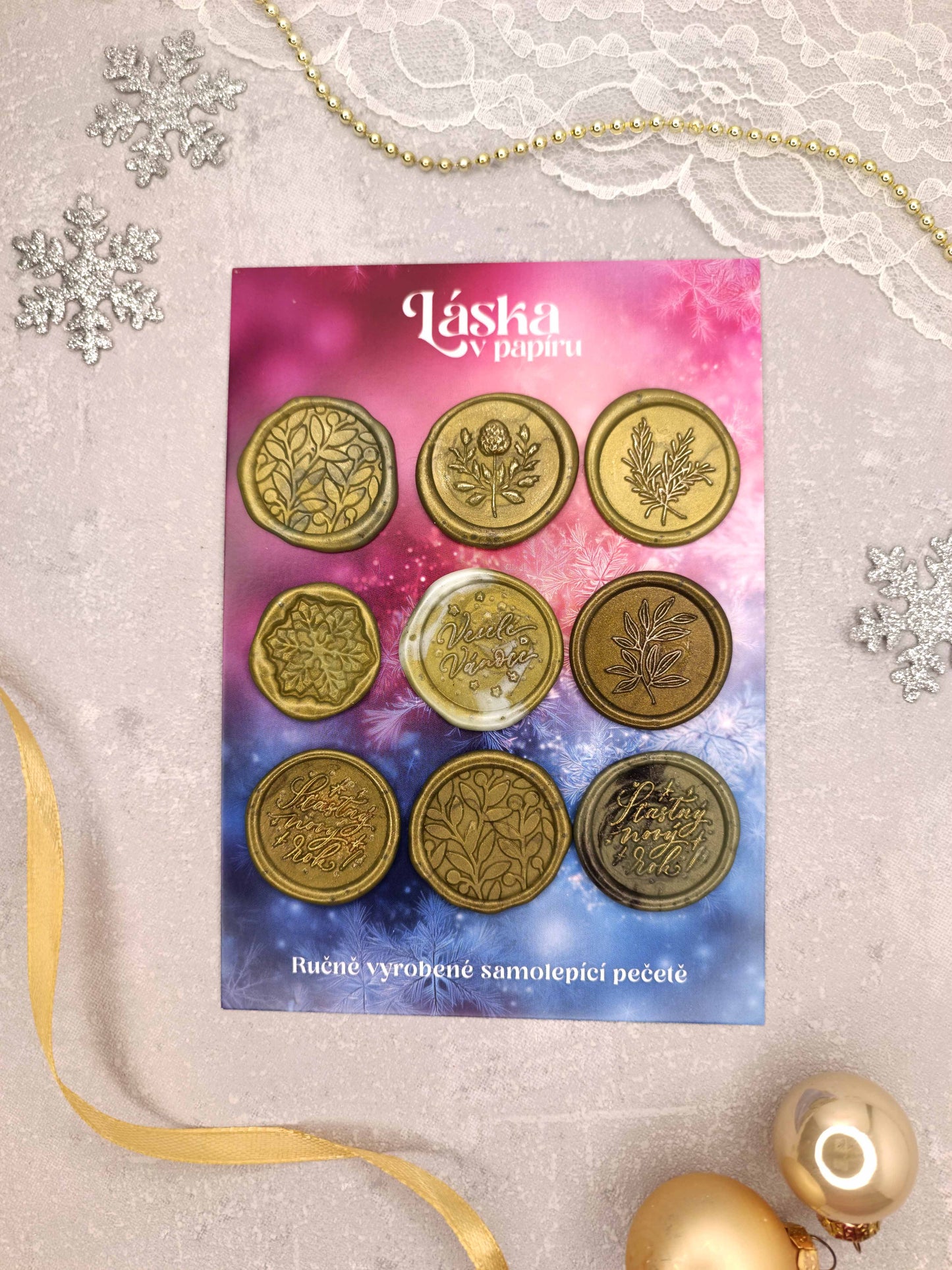 Vánoční samolepicí voskové pečetě